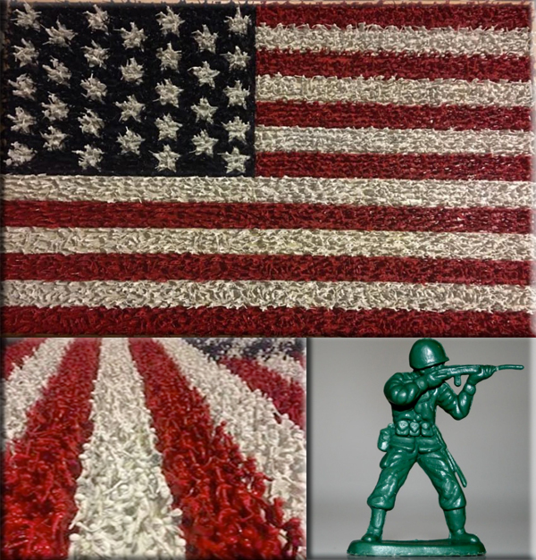 Man Spends 1 Year Creating 5-Foot-Long American Flag Out Of 10,000 Green Army Ment
