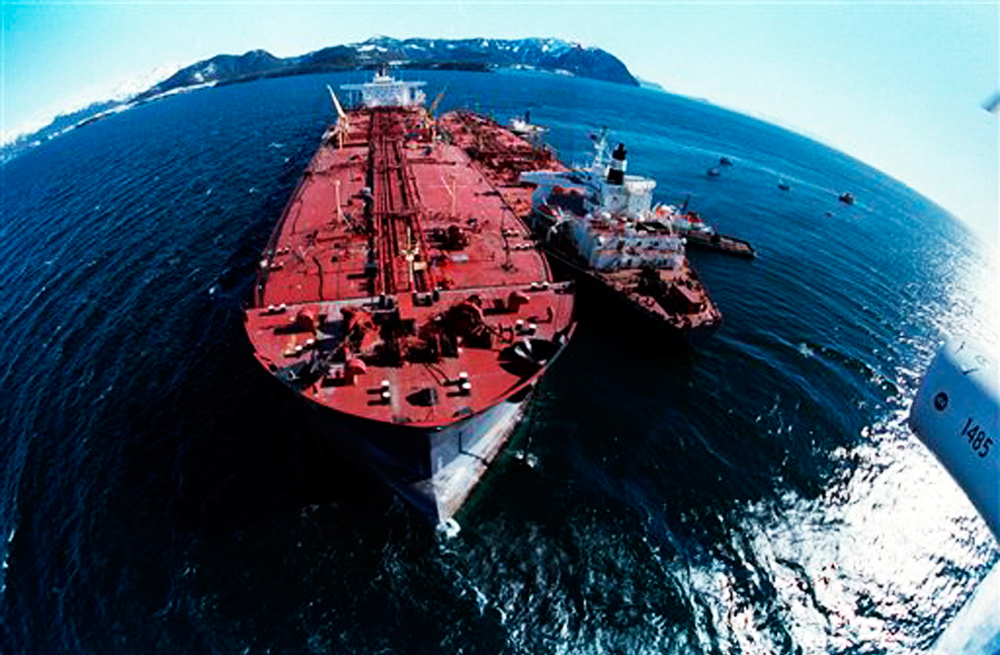 Exxon Valdez runs aground on March 24, 1989
