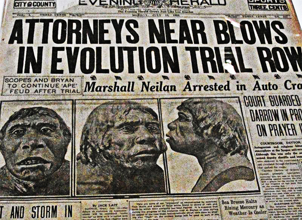 John T. Scopes - defendant in the famous “Monkey Trial” is indicted for teaching the theory of evolution in his high school science class on May 25, 1925