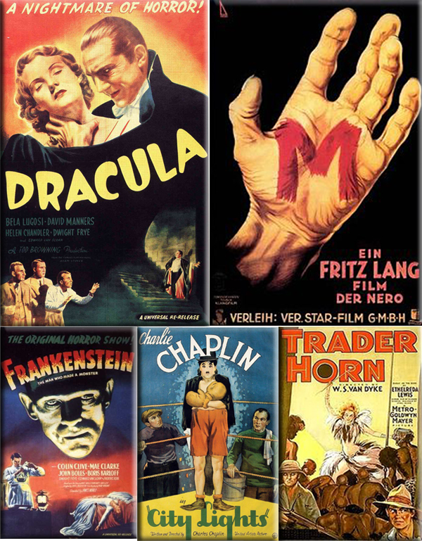 Most Popular Movies: 1931: Dracula, M, Frankenstein, City Lights and Trader Horn