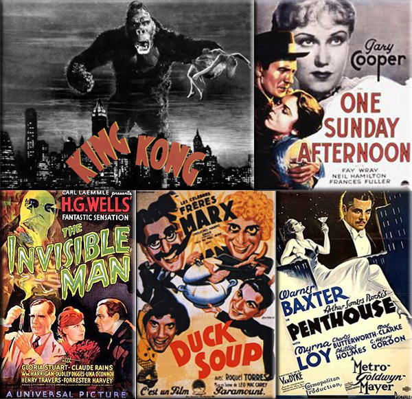 Most Popular Movies: 1933: King_Kong, L'Atalante, The Thin Man, The Scarlet Empress, Heat Lightning