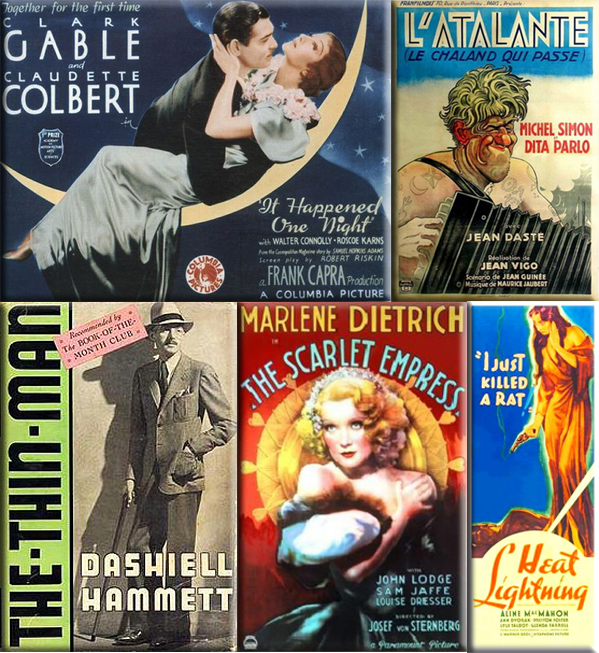 Most Popular Movies: 1934: It Happened One Night, L'Atalante, The Thin Man, The Scarlet Empress, Heat Lightning