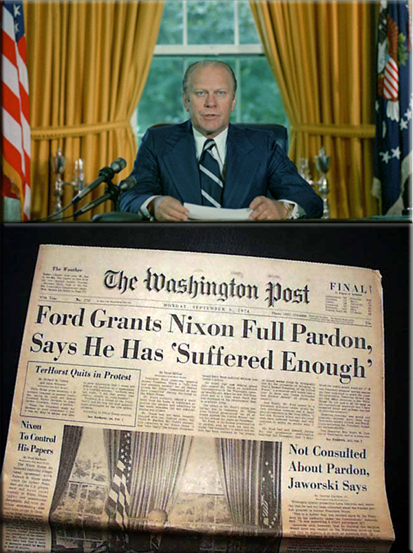 Ford pardons Nixon on September 8, 1974
