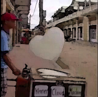 Machine in Cambodia manufactures heart-shaped “clouds”