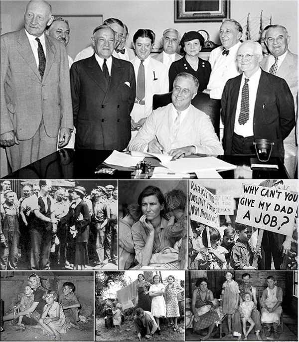 Franklin D. Roosevelt signs Social Security Act on August 14, 1935