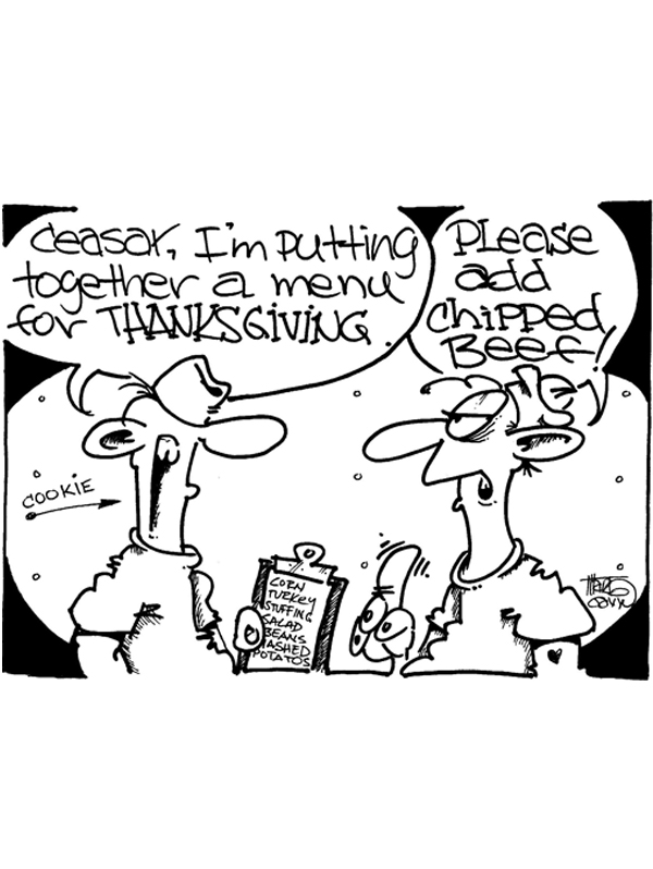Putting together the Thanksgiving menu “© CEASAR CHOPPY” by Marty Gavin