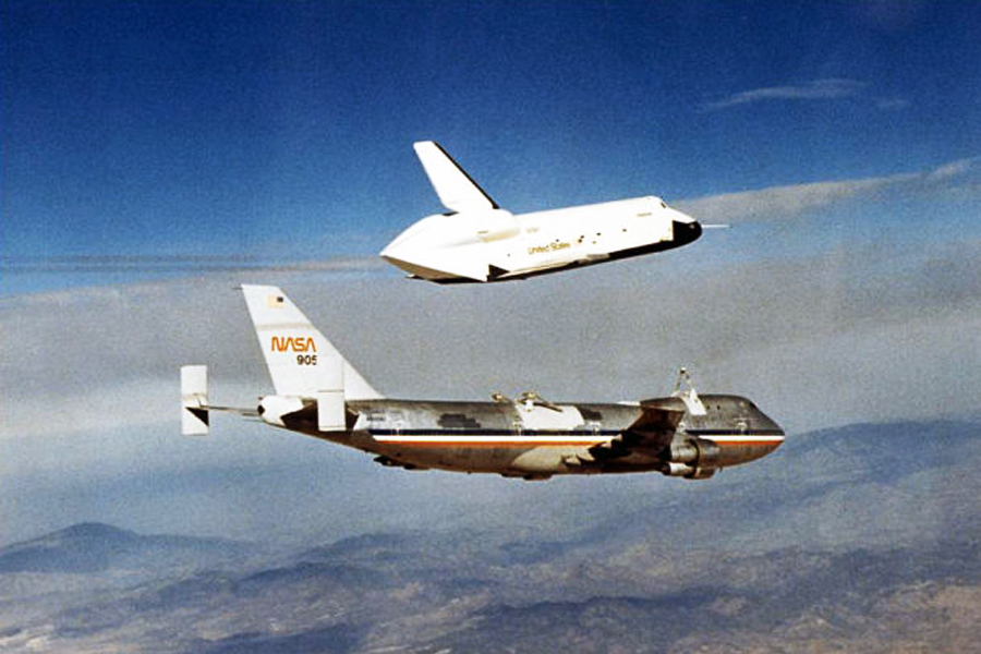 First free flight of the Space Shuttle Enterprise on August 12, 1977