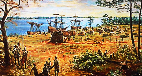 An expedition led by Captain Christopher Newport arrives at Jamestown on May 13, 1607