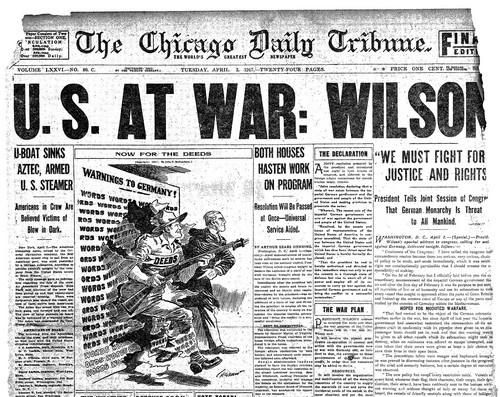America enters World War I on April 06, 1917