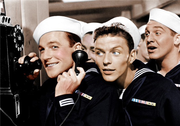 Anchors Aweigh (film) 1945. musical comedy film directed by George Sidney and starring Frank Sinatra, Kathryn Grayson, and Gene Kelly, in which two sailors go on a four-day shore leave in Hollywood, accompanied by music and song, meet an aspiring young singer and try to help her get an audition at Metro-Goldwyn-Mayer. In addition to a live-action Kelly dancing with Jerry Mouse the cartoon mouse, the movie also features José Iturbi, Pamela Britton, Dean Stockwell, and Sharon McManus.