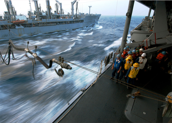 Underway replenishment (UNREP) (US Navy) or replenishment at sea (RAS)